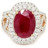 LAWSONS FINE JEWELRY GIA Certified Natural Burmese Ruby Ring, 5.29 Carat Oval Cut, Diamond Halo Setting 1.67ctw, Platinum Band