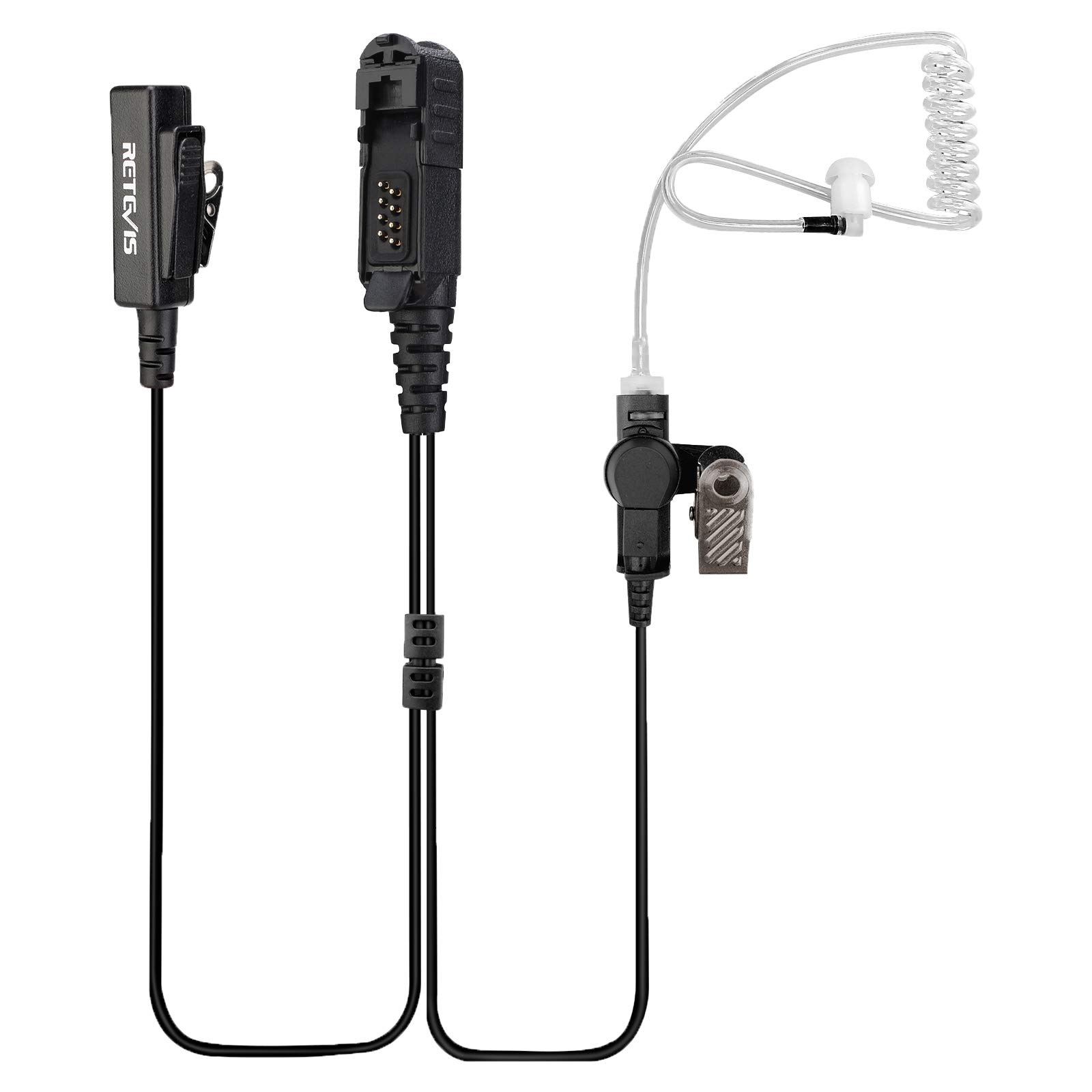 Retevis EAM003 Surveillance Earpiece with Speaker Mic Compatible with Walkie Talkie Motorola XPR3300 XPR3500 XIR DP2400 DP2600 Two Way Radio Headset (1 Pack)