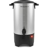 Elite Gourmet 40-Cup Coffee Brewer Urn, Two-Way Dispenser, Removable Filter | Cool-Touch, Hot Water, Stainless Steel, CCM040X