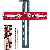 Saker Cabinet Hardware Doweling Jig - Cabinet Handle Template Tool for Knobs and Pull - Adjustable Self Centering Punch Locator Precise Woodworking Drill Guide (6.5" Jig Saw)