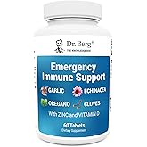 Dr. Berg Emergency Immune Support w/Echinacea - Potent Blend of Herbal Extracts (Warning: Strong Herbal Smells) - Immune Support Supplement Includes 2,000 IUs of Vitamin D & 10mg of Zinc - 60 Tablets