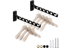 ACNISM Wall Mount Coat Hanger, Folding Clothes Drying Rack, Stainless Steel Clothes Drying Rack, Laundry Hanger Dryer Rack, S