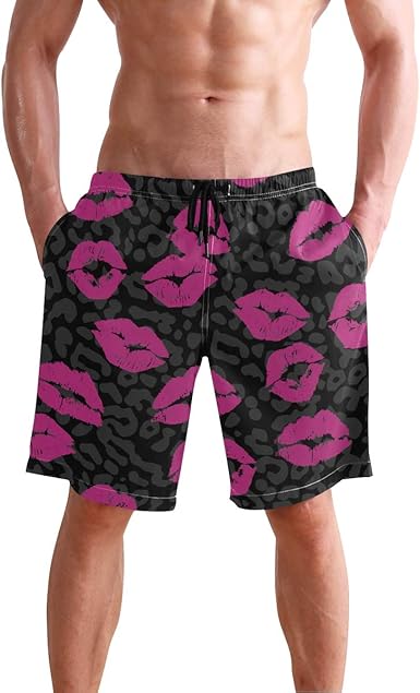 mens hot pink swim trunks