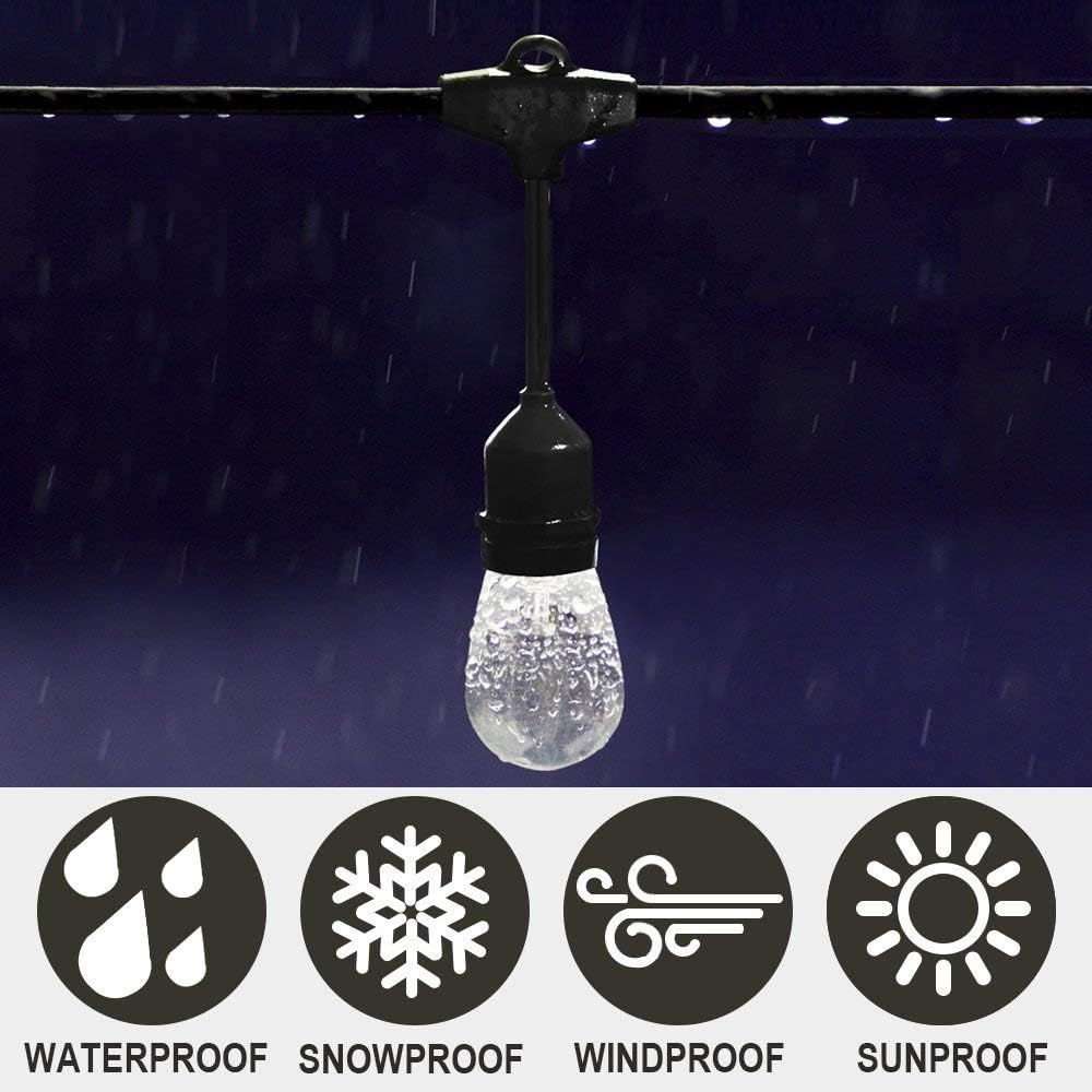 SUNTHIN 48ft LED Outdoor String Lights with 0.9W Shatterproof Bulbs for Patio String Lights,Backyard Lights,Porch Lights, Commercial Light String Outdoor Use: Home Improvement