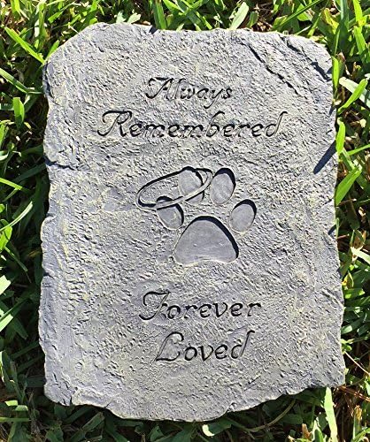 Always Remembered Forever Loved Dog Paw Print Memory Stepping Stone Halo Angel Design Bereavement Memorial Gift by Dog Speak