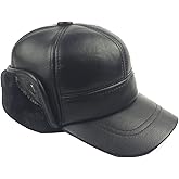 Sandy Ting Winter Leather Baseball Cap Earflap Fitted Hats Men Soft Hunting Hat