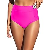 Tempt Me Women High Waisted Swimsuit Bikini Bottoms - Tummy Control Swim Bottom Full Coverage Bathing Suit with Pockets 2025