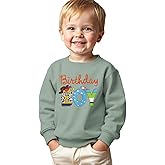 GLIGLITTR Birthday Boy Shirt Cartoon Graphic Birthday Sweatshirt Toddler Baby Boys Bday Party Outfit Long Sleeve Pullover Top