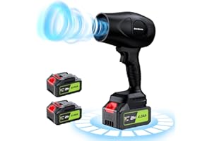 YUQUESEN Cordless Leaf Blower, 300000 RPM Handheld, Lightweight with 2 x 4000mAh Batteries & Charger for Lawn Care, Yard Cleaning, Dusting, Blowing Water Damage Dark