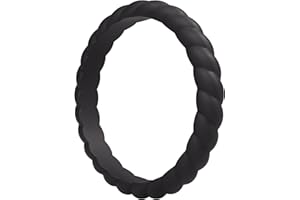 ThunderFit Thin Braided Silicone Wedding Bands for Women, Rubber Engagement Rings 3.5mm Wide 2mm Thick - 1/4/8/10/12/16 Variety Multipack