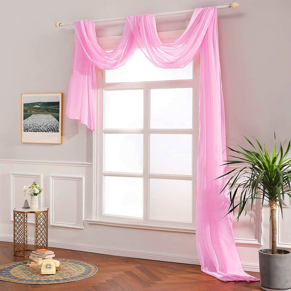 Megachest TAILORED VOILE WINDOW SCARF PELMET (CANDY PINK, 56"X197"X1 Panel)