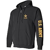 zerogravitee U.S. Army Gold Sleeve Print Full-Zip Hooded Sweatshirt
