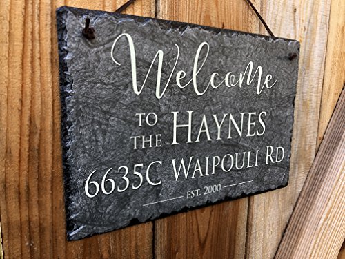 Sassy Squirrel Handcrafted and Personalized Slate House Number Sign (12"x8")