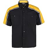 BIKER WEAR USA Men’s Work Shirt- Mechanical/Industrial Work Shirt with Reflective Horizontal Lining