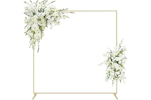 Fogein 6.6FT Square Arch Backdrop Stand, Metal Balloon Arch Stand,Wedding Arches for Ceremony, Backdrop Stand Frame for Wedding Birthday Party Baby Decoration,Gold