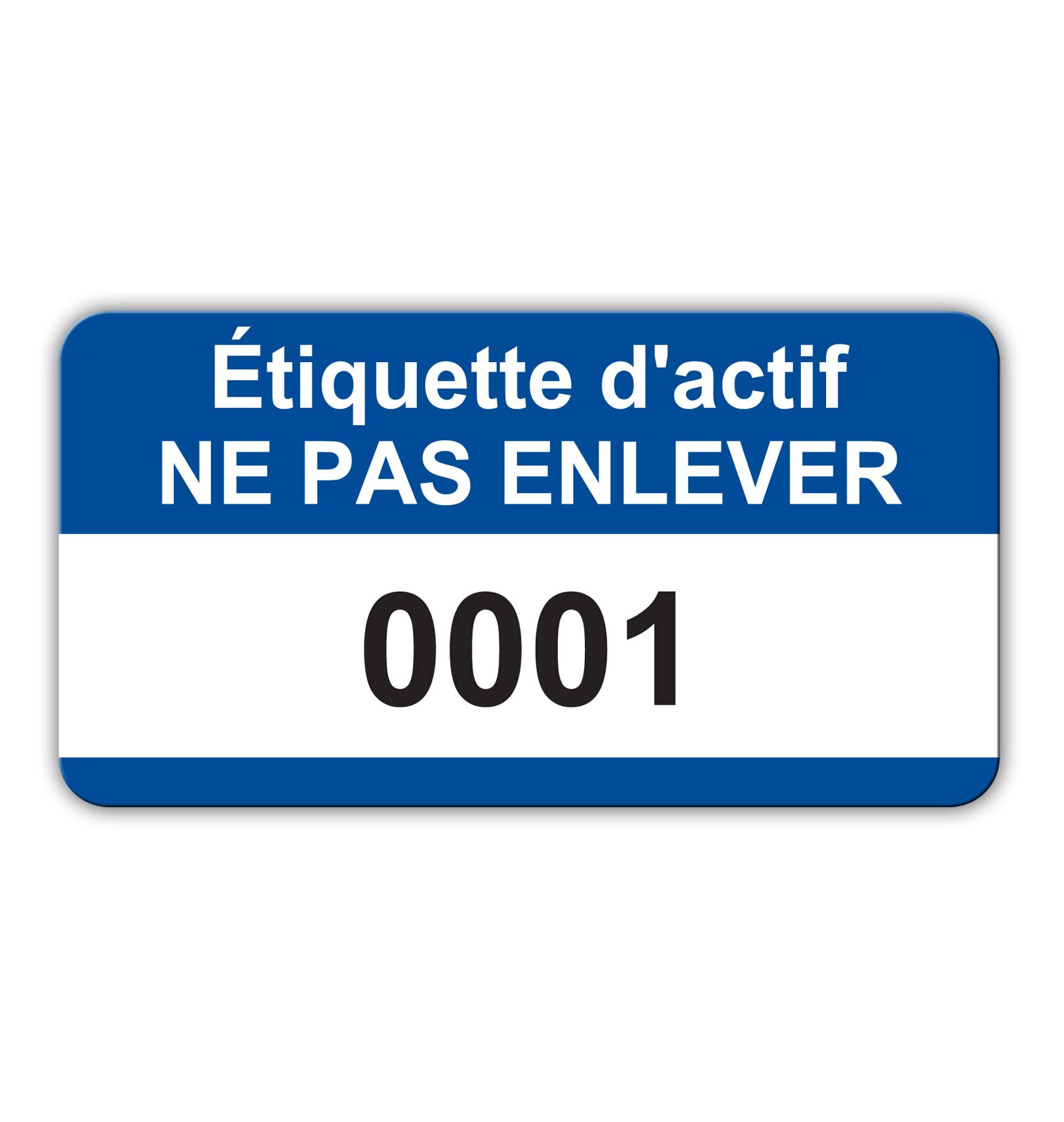 Blue French Asset Tag Labels - Numbered 1 to 500-38mm x 20mm Permanent Synthetic PP Labels - Price per Pack of 500 Labels (P/NO. 7828640FR)