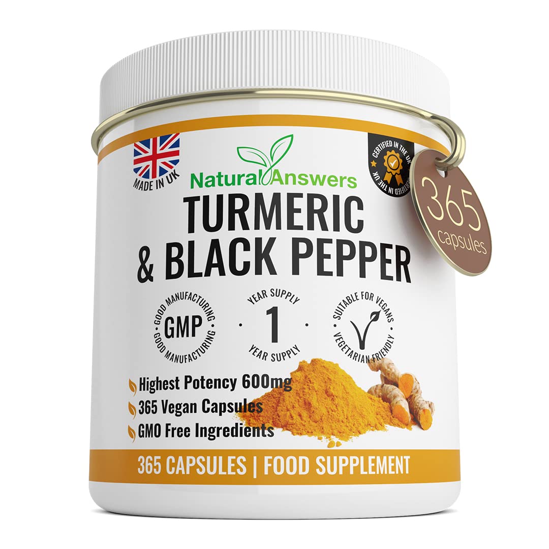 365 Turmeric with Black Pepper Capsules 1 Year Supply High Strength Tablets 365 Vegetarian Capsules One A Day Turmeric Curcumin Supplement