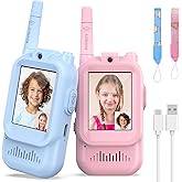 Walkie Talkies for Kids Pack of 2, Rechargeable Long Range Two Way Radios Toys for Boys Girls Age 3-5, Outdoor Adventure Camping Hiking, Birthday with Pink Blue Design