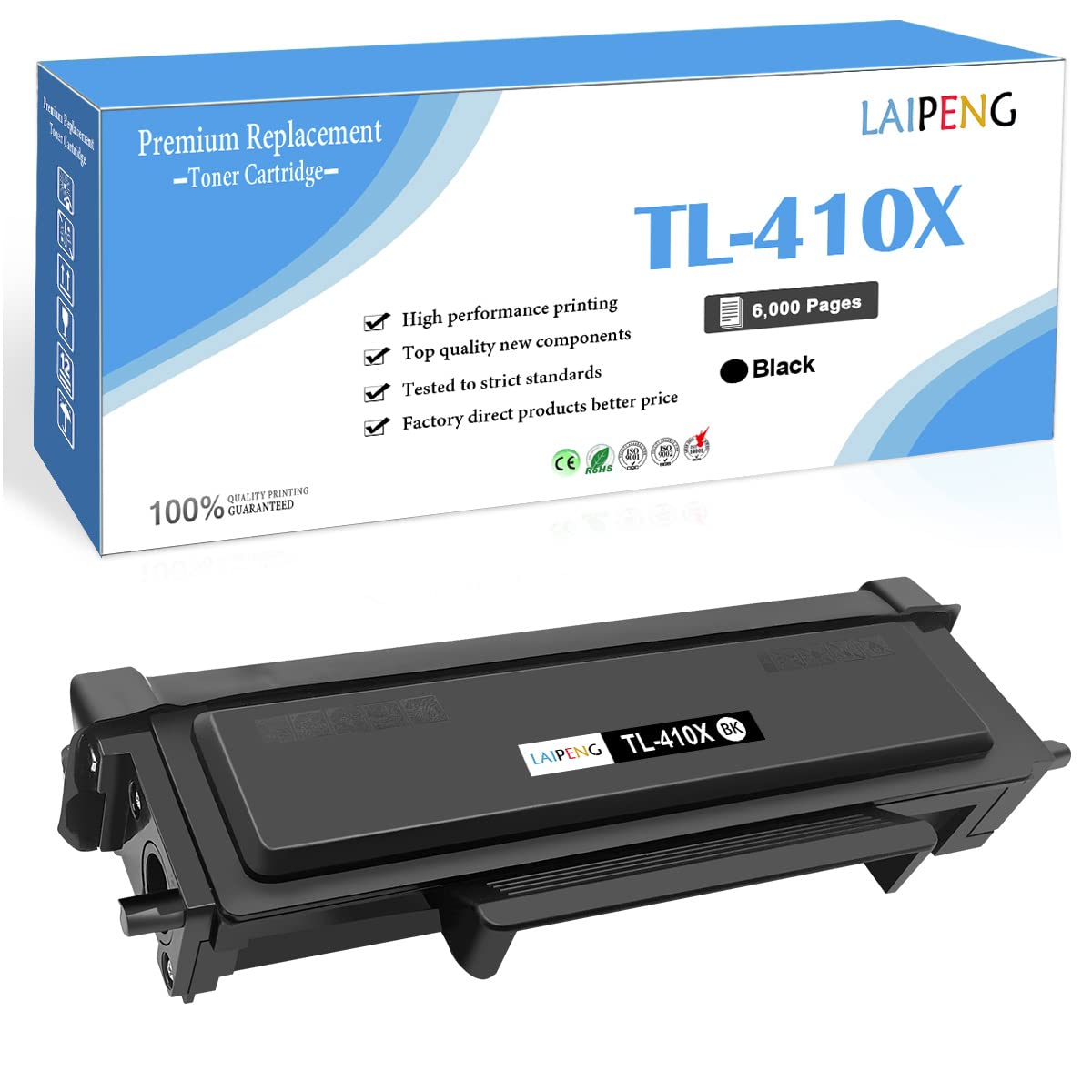 LAIPENG Compatible TL-410X TL410 (TL-410 TL-410H) Toner Cartridge 6000 Pages for P3018DW P3018DN P3308DW P3308DN M6708DW M6708DN M6808FDW M7108DW M7108DN M7208FDW M7308FDW Printers (Black x 1)
