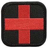 SpaceAuto Tactical Morale Patch Medic Cross Velcro Desert Military Badge - Black