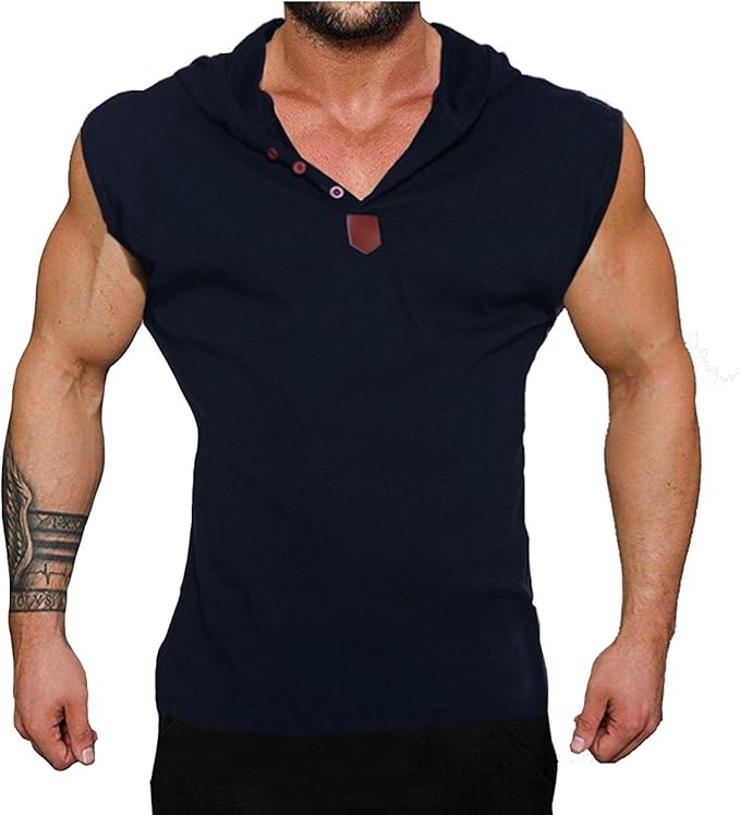 Coofandy Men's Sleeveless Hooded Polo Shirt, Casual Sports Tank Top