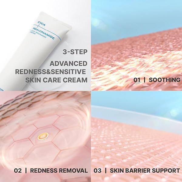 PLUSREAL CICA + NIACINAMIDE REDNESS RELIEF & SKIN BARRIER REPAIR CREAM FOR DRY AND SENSITIVE SKIN | KOREAN SKINCARE | FRAGRANCE FREE | VEGAN | CENTELLA ASIATICA CREAM WITH NIACINAMIDE, 2.02 FL.OZ