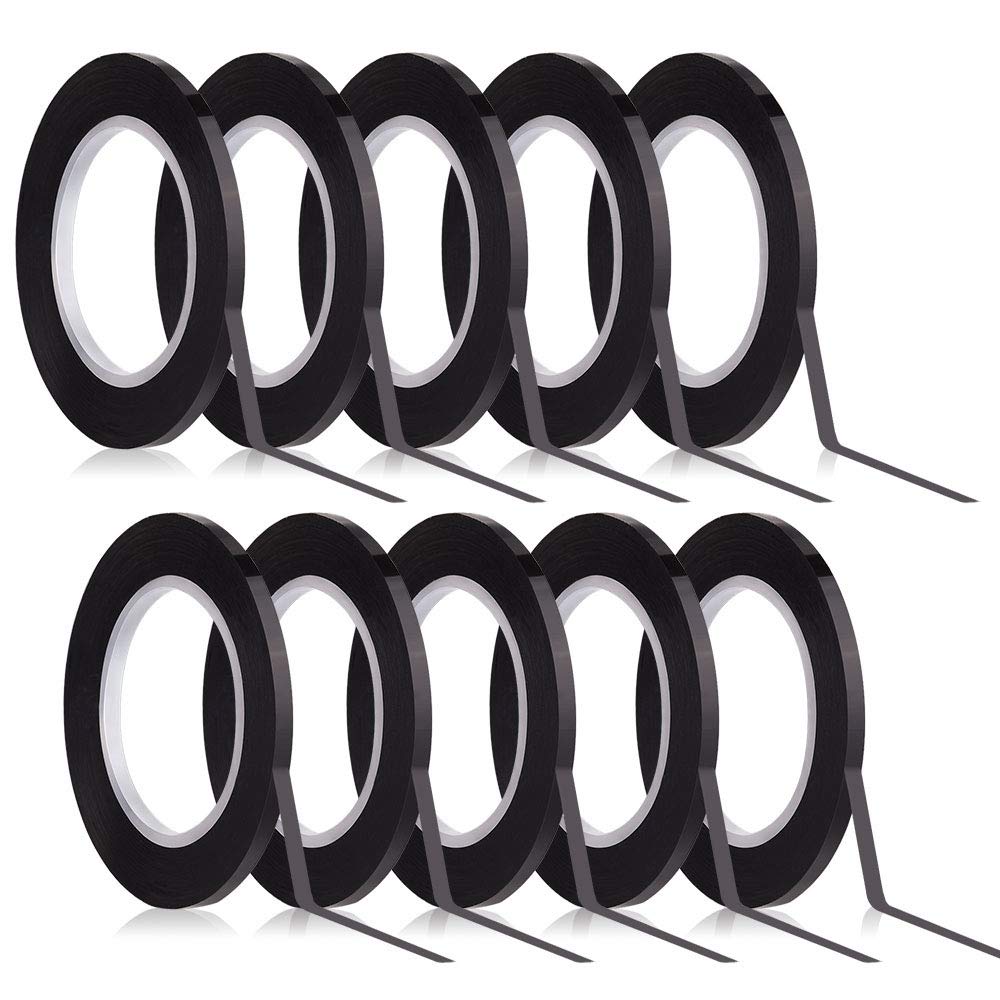 Kuuqa 10 Rolls Black Whiteboard Tape 3mm Width Graphic Tape Charts Tapes Gridding Marking Tape