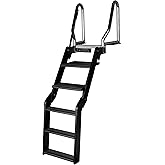 Lippert SureStep Pontoon Ladder for Boats, Slip-Resistant Steps, Easy Boarding for Kids &amp; Dogs, Stainless Steel Handrails, Powder-Coated Aluminum Steps, Saltwater Rated - 2025041871