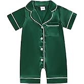 Newborn Baby Boy Girl Silk Pajamas Romper Shorts Sleeve Button Down Satin One Piece Onesie Pjs Infant Sleepwears