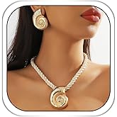 Bmirth Conch Necklace Jewelry Choker Necklace and Earrings Set Gold Conch Necklace for Women