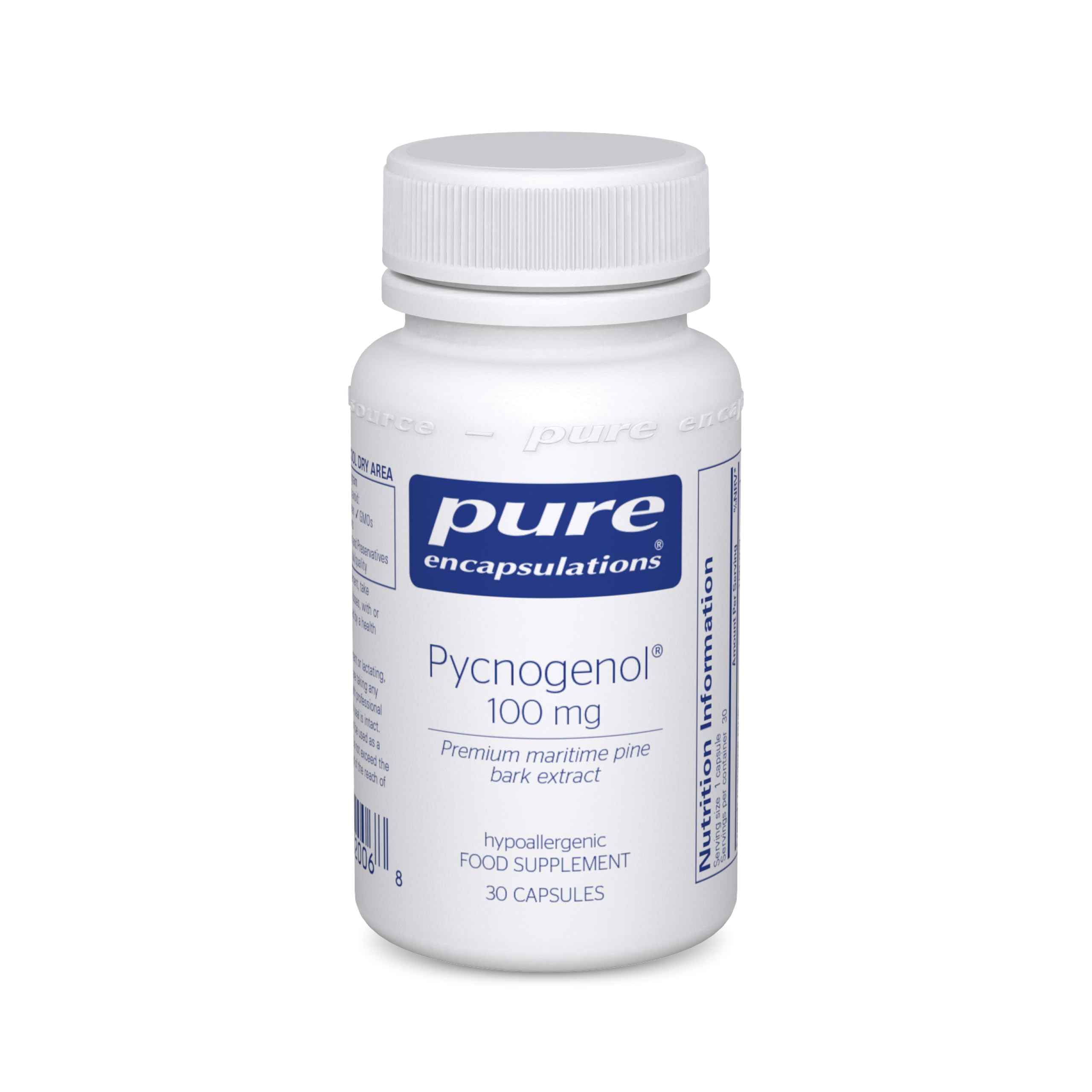 Pure Encapsulations Pycnogenol 100mg - Premium Maritime Pine Bark Extract Supplement - 30 Vegetarian Capsules