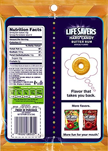 Einzeln Verpackte Süßigkeiten Lebensretter Butter Rum 8 Unzen Einzeln Verpackt Harte Süßigkeiten Lifesavers Butter Rum Bonbons