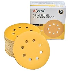 Aiyard 5-Inch 8-Hole Hook and Loop Sanding Discs