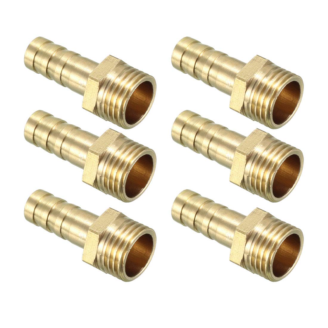 sourcing map Brass Barb Hose Fitting Connector Adapter 8mm Barbed x 1/4 PT Male Pipe 6pcs