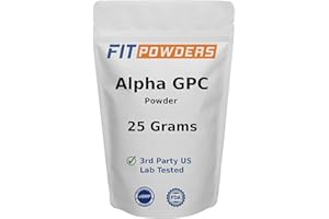 FitPowders Alpha-GPC Powder 25 Grams, Non-GMO Alpha GPC Supplement Choline Powder, Vegan, Third Party Tested, Pre-Workout, Memory and Focus, with Scoop