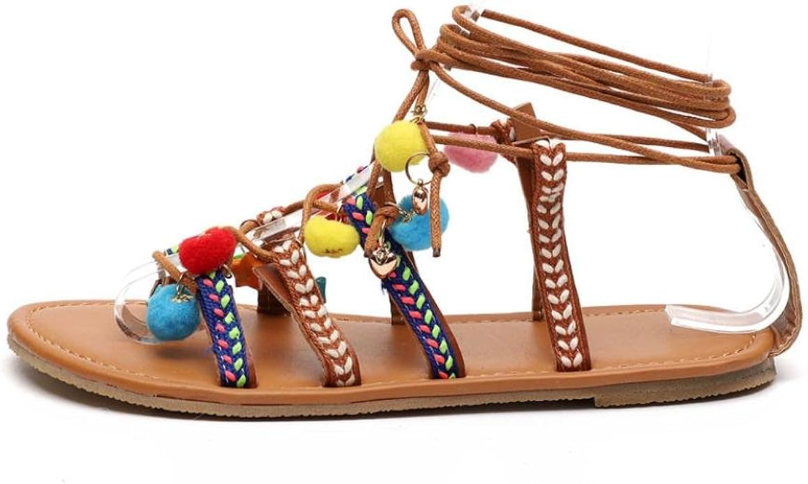 boho pom pom sandals