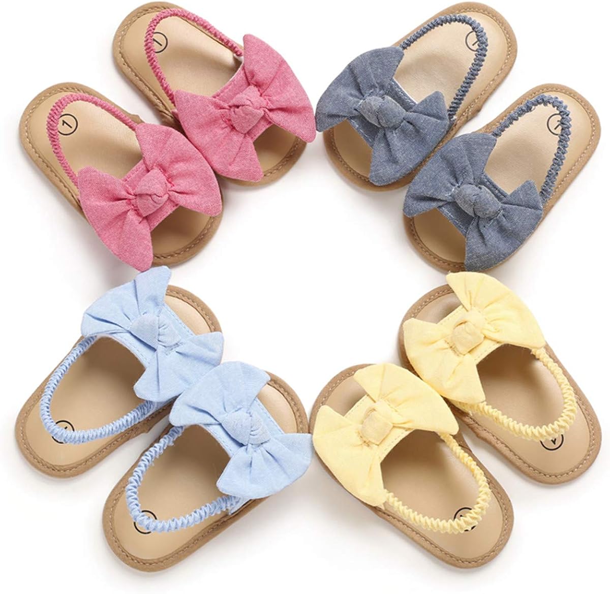  | ENERCAKE Infant Baby Girls Summer Sandals Soft Sole Bowknots Flats Toddler First Walkers Crib Shoes | Sandals