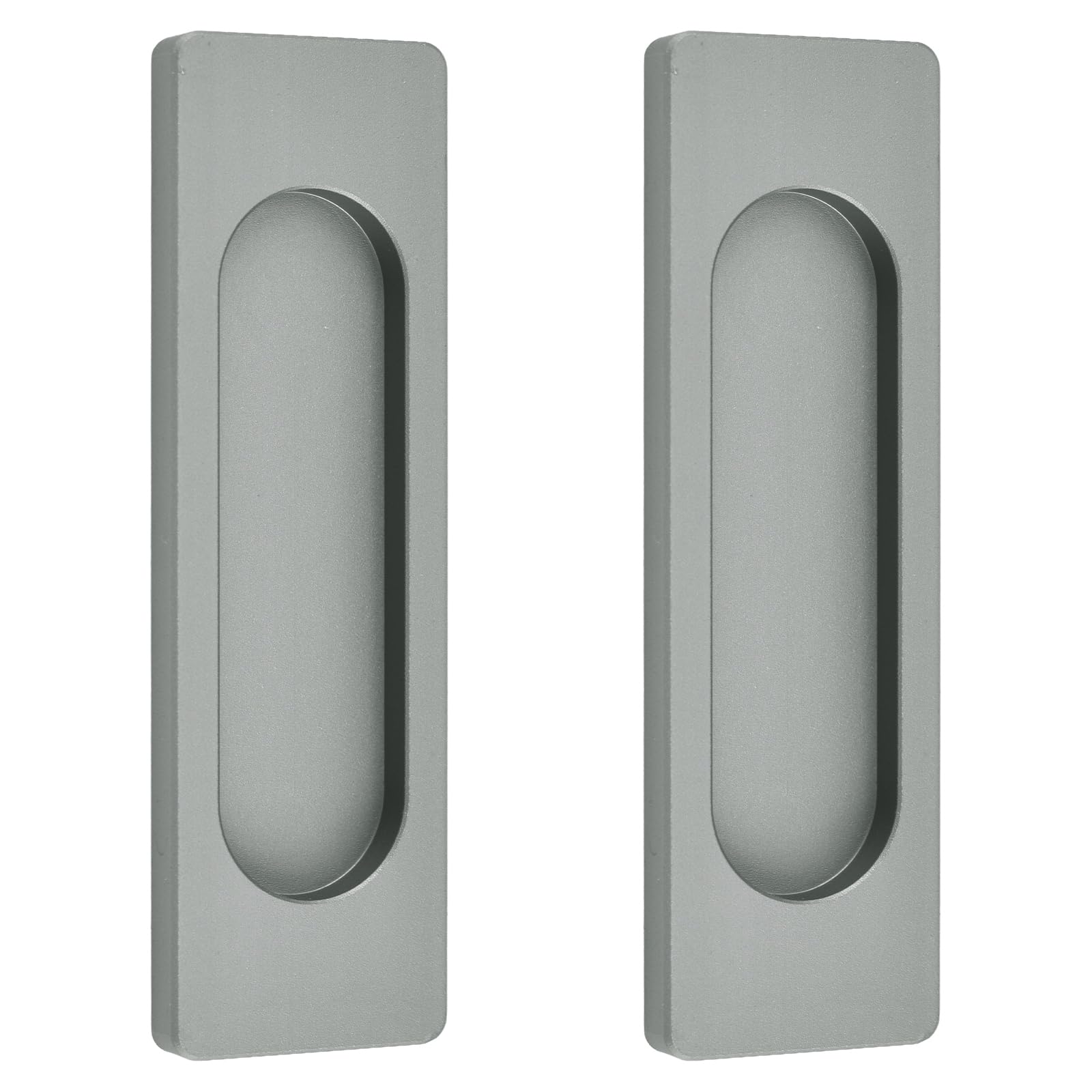 MOROBOR Self-Stick Rectangular Sliding Door Pulls, 2pcs Aluminum Alloy Flush Pull Punch-Free Handle for Sliding Barn Door Windows Cabinets (Matte Grey,100mm) — image 1