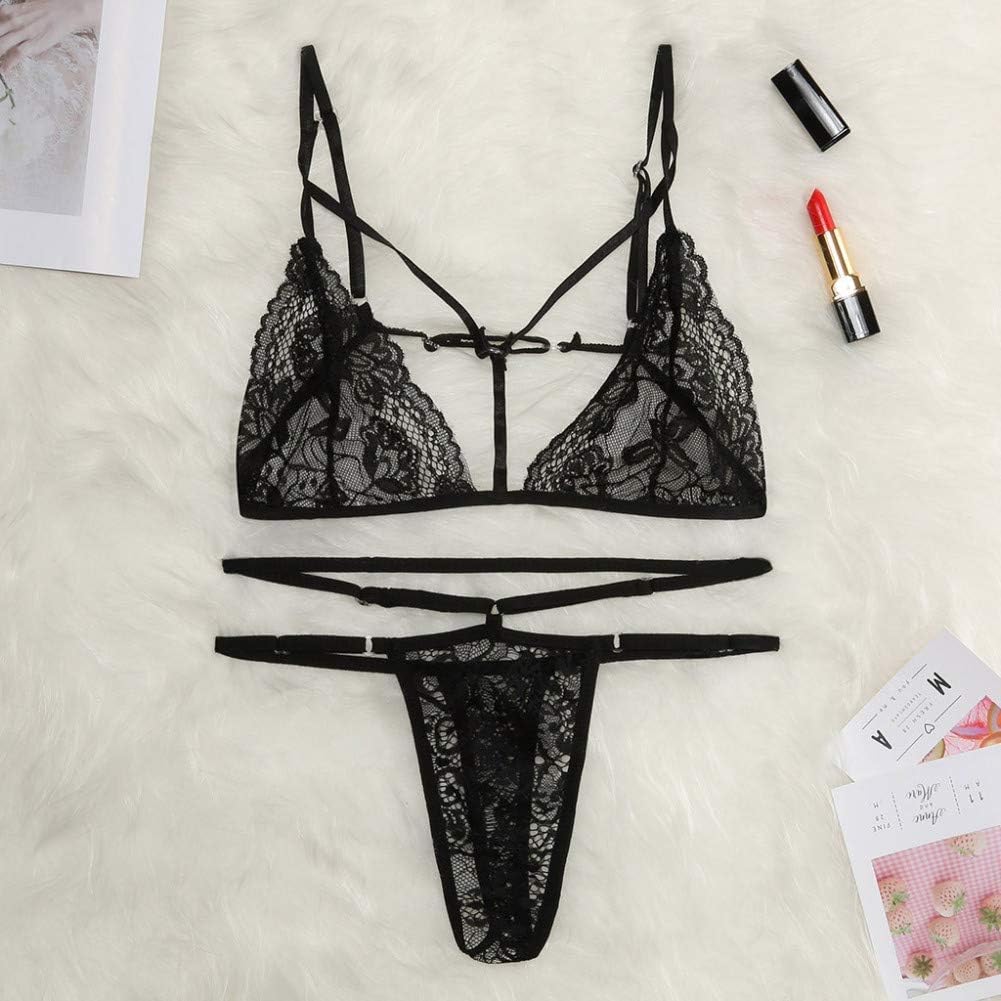 N/ A Women's Bikini Sets, Lace Lingerie Bra Set Women Bra Thong Push Up Bikini Underwear Suit