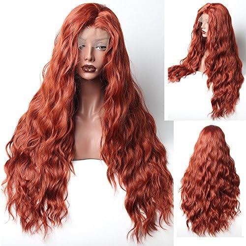 Stylistlee Lace Front Wig Long Body Wave Synthetic Lace Front Wigs Heat Resistant Fiber Hair Half Hand Tied Red Wigs For Women (20", Wine Red)