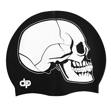 Diapolo Professionale Schwimmkappe Skull Silikon Badekappe Bademütze Schwimmmütze für Damen und Herren und Mädchen und Jungen