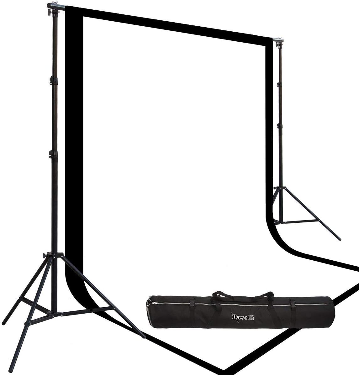 Two Prism 9' X 15' Cotton Muslin Backdrops and The Ravelli Full Size 10' x 12' Background Stand Set
