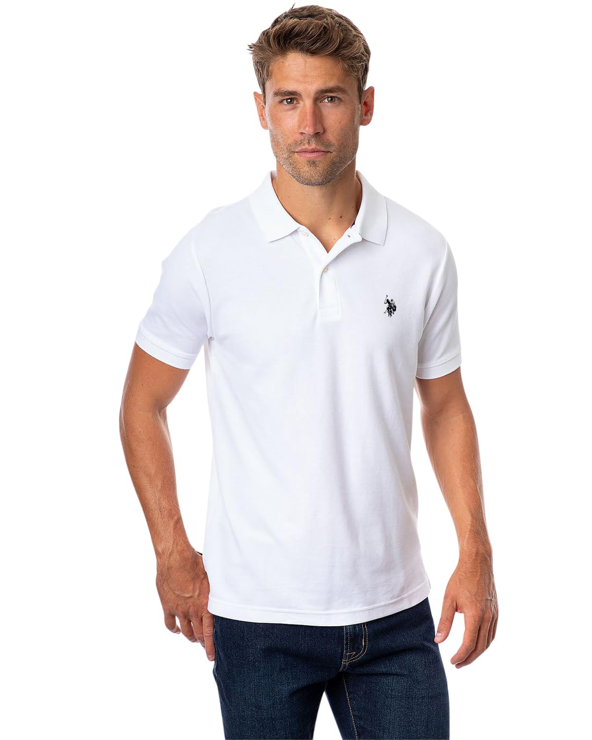 Photo 1 of U.S. Polo Assn. Men's Ultimate Pique Polo, White/Black, Large