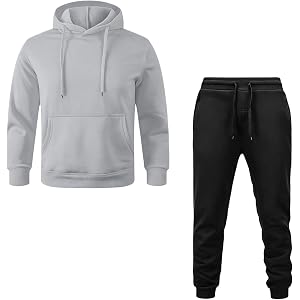 Shiketong Mens Tracksuit 2 Piece Hooded Sweatshirt and Sweatpants Set Casual Athletic Suits with Pockets