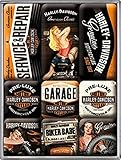 Harley Davidson Garage set of 9 Mini Fridge Magnets in box (na)