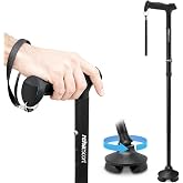 Rehaescort Walking Cane - Folding, Adjustable, Lightweight, Walking Canes for Men &amp; Women, Free Standing, Pivot Tip, Soft Handle, Foldable Walking Sticks with Travel Bag (Black)