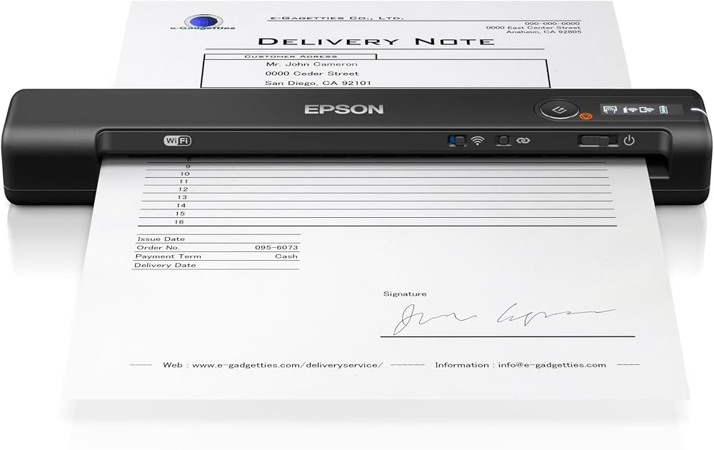 Epson Workforce ES-60W Wireless Portable A4 Scanner Li-ion Battery 4s/page