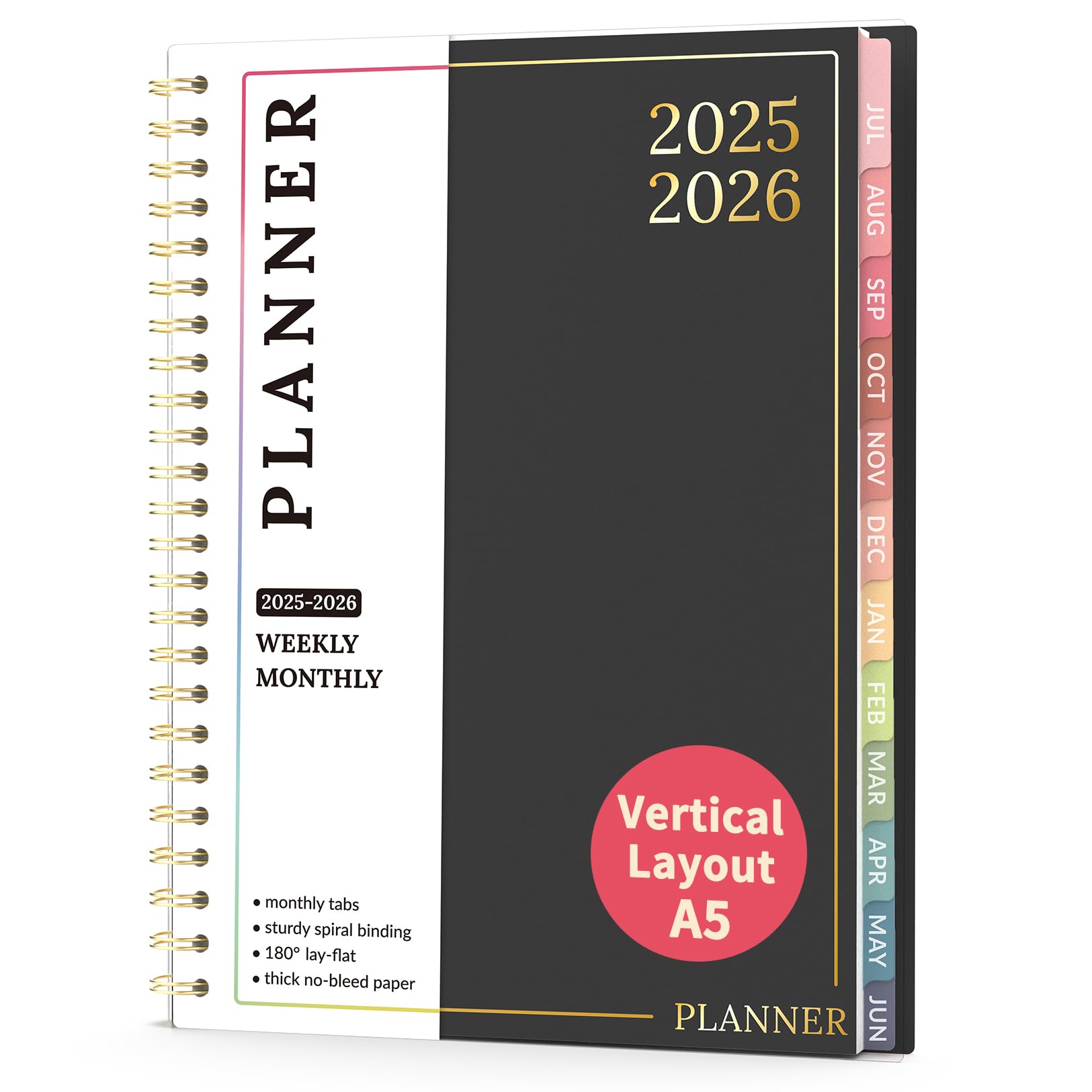 Photo 1 of Teacher Planner 2025-2026, Forvencer Academic Planner from Jul 2025 - Jun 2026, 6.3" x 8.5", Weekly & Monthly Calendar Planning Book with 7 Periods, School Lesson Agenda with Subjects, Pastels Teacher Student Supplies, Month Tabs, Black