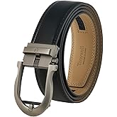 Tonywell Men's Leather Ratchet Belt, 1 3/8" Adjustable Dress Belt, Trim to Fit