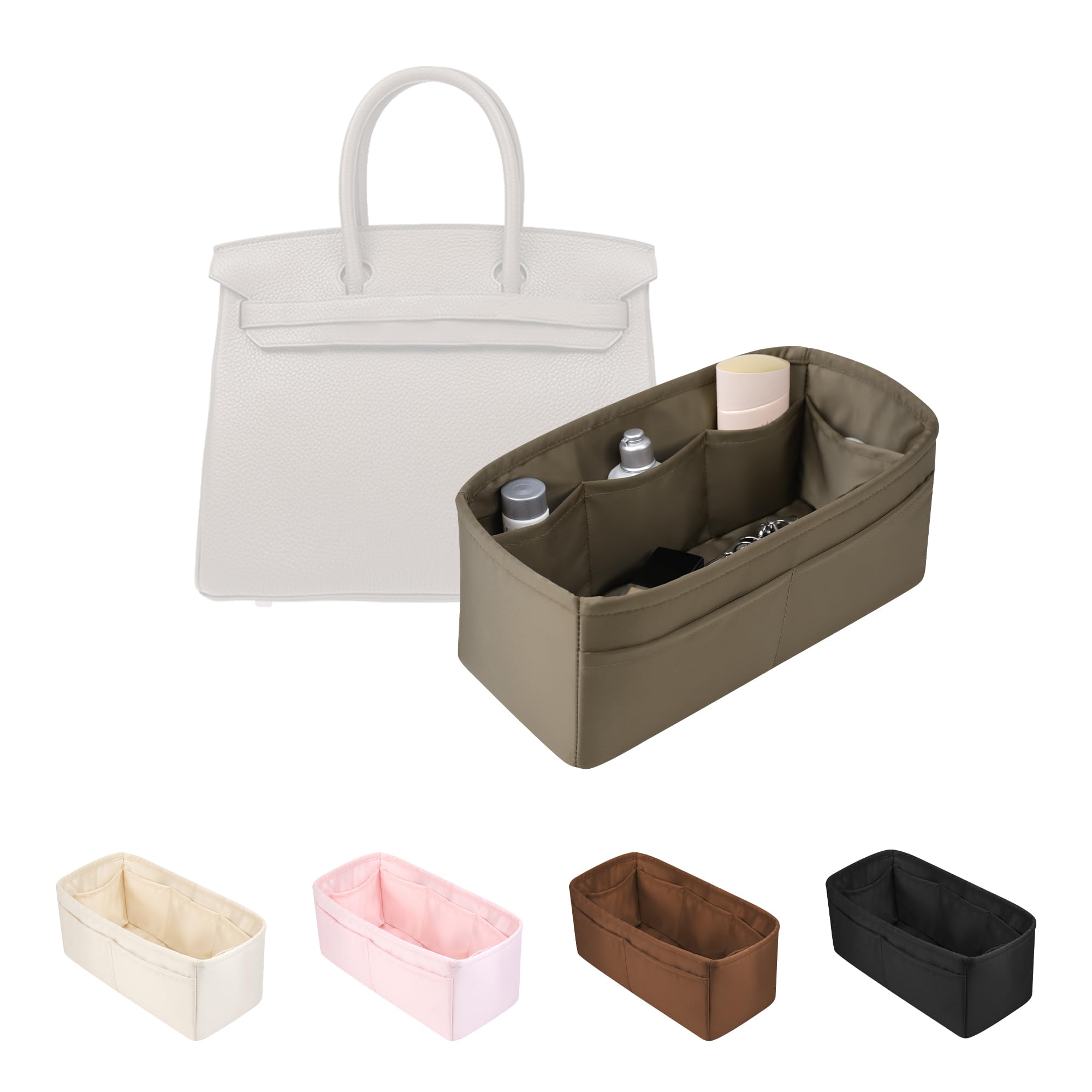 Photo 1 of Purse Organizer Insert for Birkin 35, Satin Bag Insert Compatible with Hermes, Lightweight and Soft Touch Inner Bag for Women Luxury Handbags, Multicolor Options(Etoupe grey, BK 35)